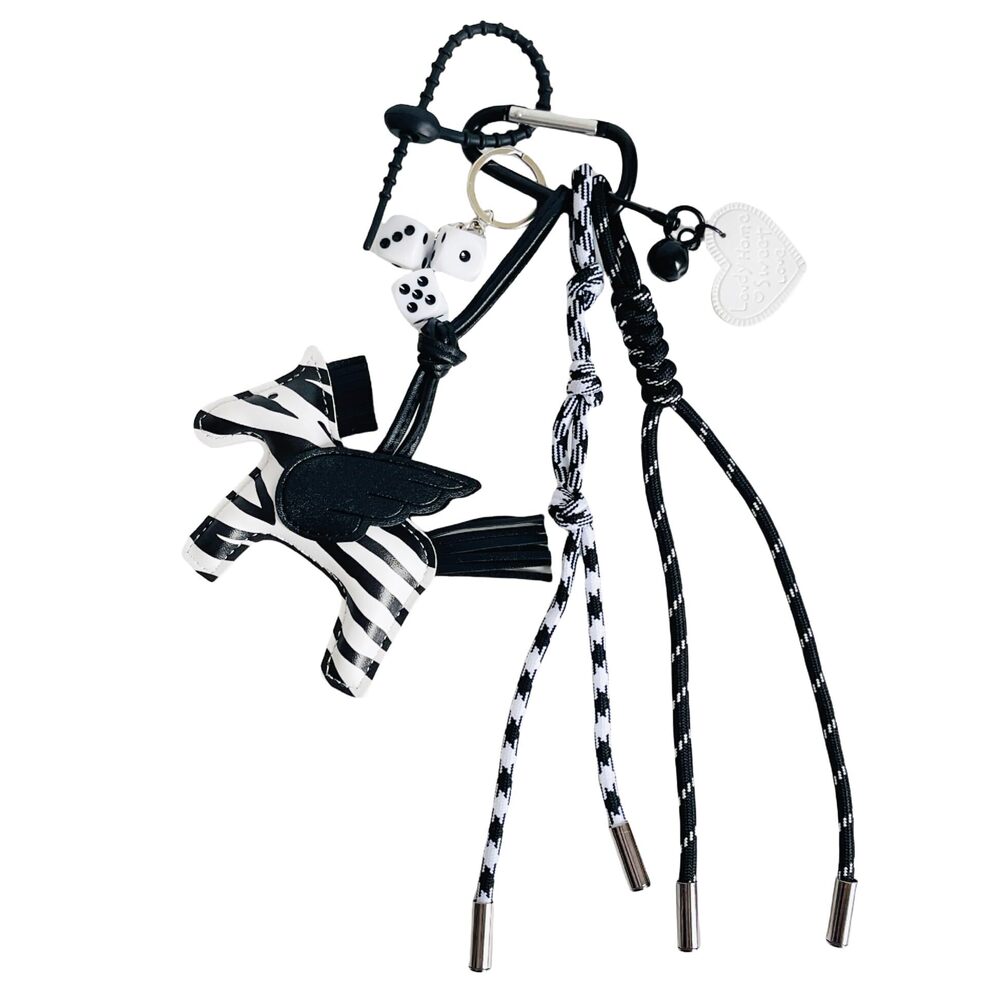 3385 Zebra Bag Charm, Keychain , Hand-Woven Nylon Rope Key Chain, Aesthetic
